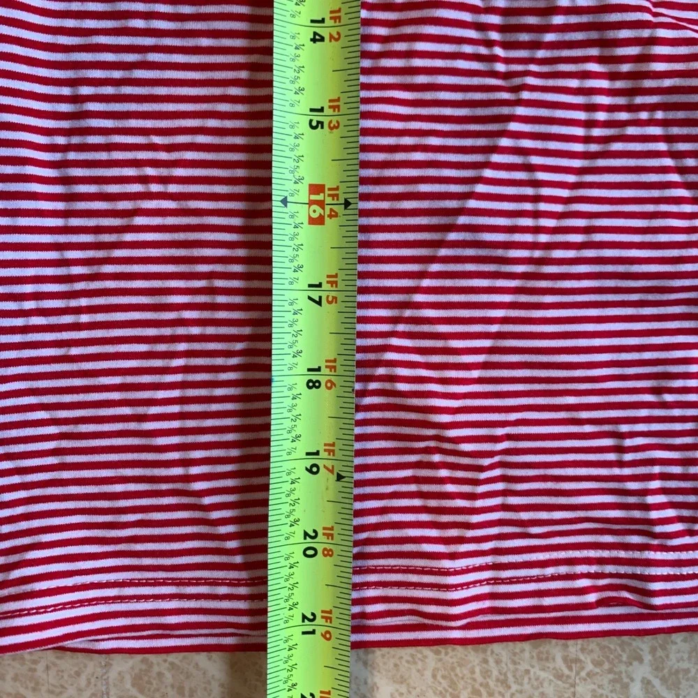 Pajama Set Small Red White Striped V-Neck Long Sleeve Loungewear Holiday Cozy